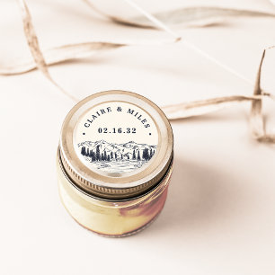 Sticker Rond Marine noire   Croquis en montagne Mariage personn