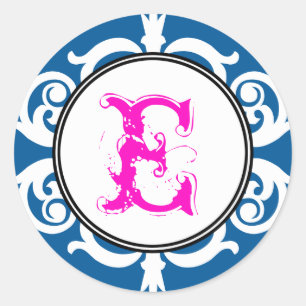 Sticker Rond Marine rose goth punk monogramme premier mariage f