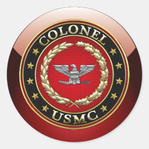 Sticker Rond Marines des États-Unis : Colonel (USMC Col) [3D]