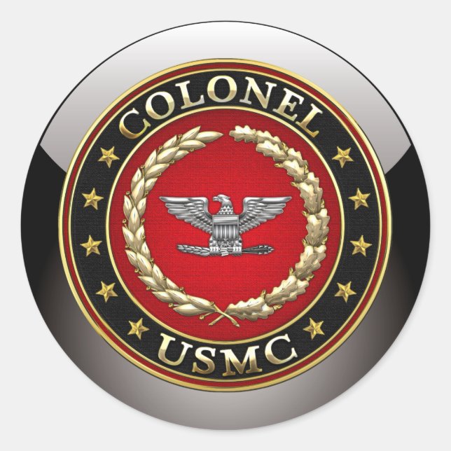 Sticker Rond Marines des États-Unis : Colonel (USMC Col) [3D] (Devant)