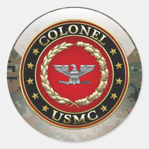 Sticker Rond Marines des États-Unis : Colonel (USMC Col) [3D]