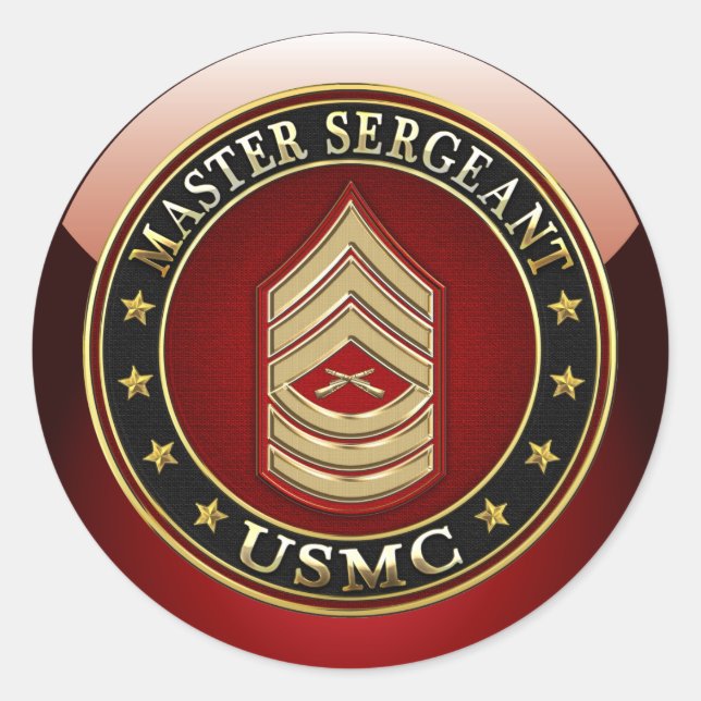 Sticker Rond Marines des États-Unis : Sergent-maître (USMC MSgt (Devant)