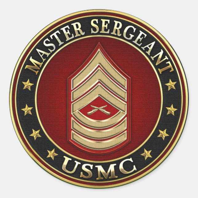 Sticker Rond Marines des États-Unis : Sergent-maître (USMC MSgt (Devant)