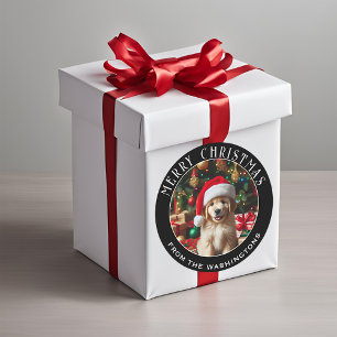 Sticker Rond Marionnette avec chapeau de Père Noël personnalisé