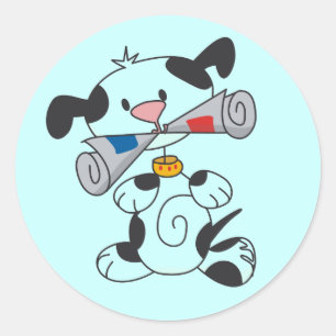 Sticker Rond Marionnettes avec T-shirts et cadeaux de journaux