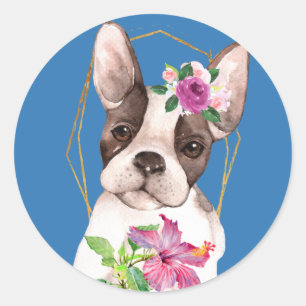 Sticker Rond Marisol le chien français fantaisiste
