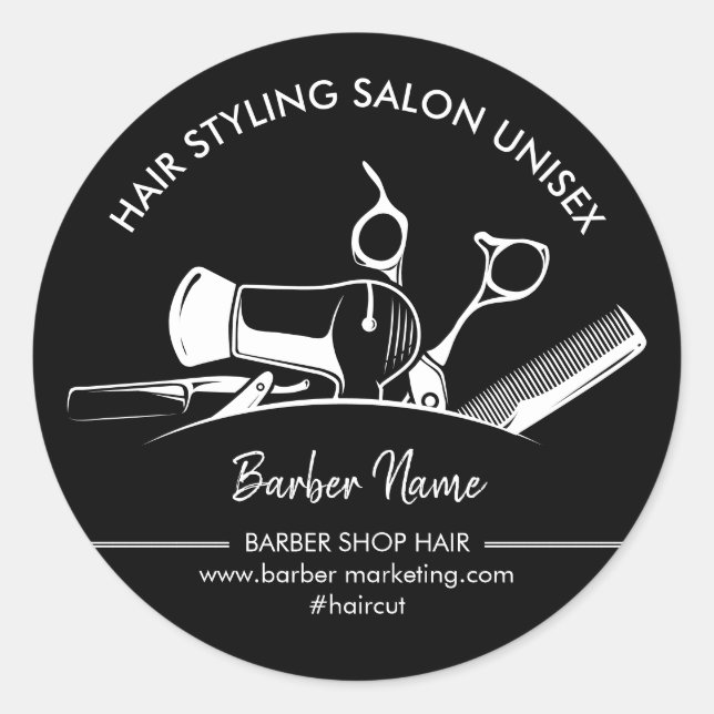 Sticker Rond Marketing de coiffeur pour hommes (Devant)