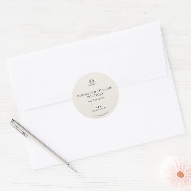 Sticker Rond Marketing Nom de Logo d'Entreprise Chic Linen  (Enveloppe)