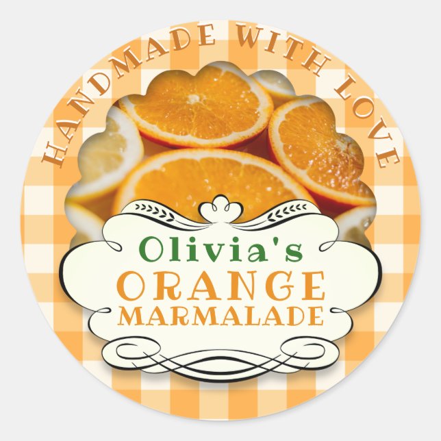 Sticker Rond Marmalade orange artisanale (Devant)