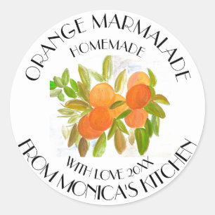 Sticker Rond Marmelade d'orange Aquarelle Fruit Cuisine classiq