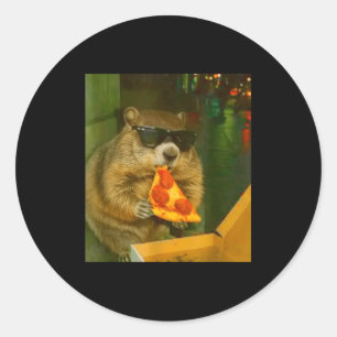 Sticker Rond Marmotte drôle de woodchuck mangeant une pizza de