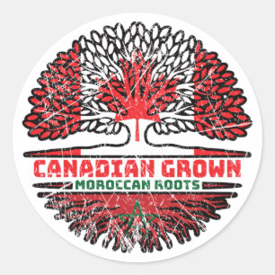 Sticker Rond Maroc Marocain Canadien Drapeau des racines de l'a