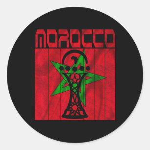 Sticker Rond Maroc Vintage, j'aime Maroc Carte Maroc Football