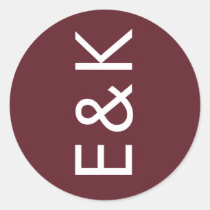 Sticker Rond Maroon de Bourgogne moderne Gras grand Mariage Mon