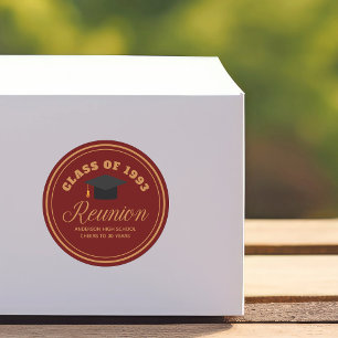 Sticker Rond Maroon Gold High School Réunion Parti personnalisé