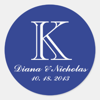 Sticker Rond Marque bleu merci monogramme mariage faveur autoco