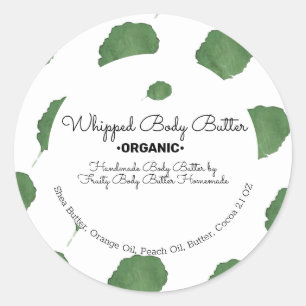 Sticker Rond Marque de Beurre Corporel Aquarelle Bio pour Bain