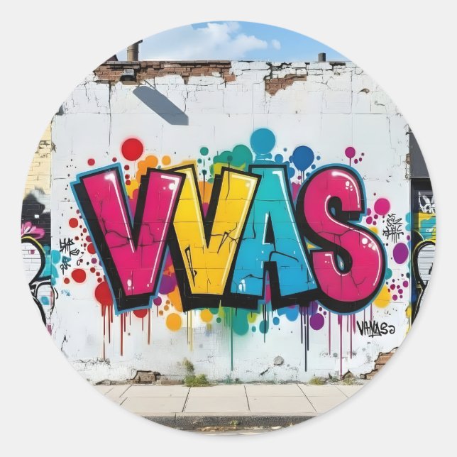 Sticker Rond Marque de l'atelier – Classique d'art graffiti vib (Devant)