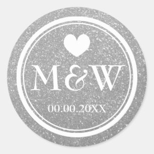 Sticker Rond Marque de mariage monogramme parties scintillant a