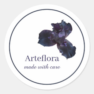 Sticker Rond Marque fleuriste en iris violet