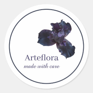 Sticker Rond Marque fleuriste en iris violet