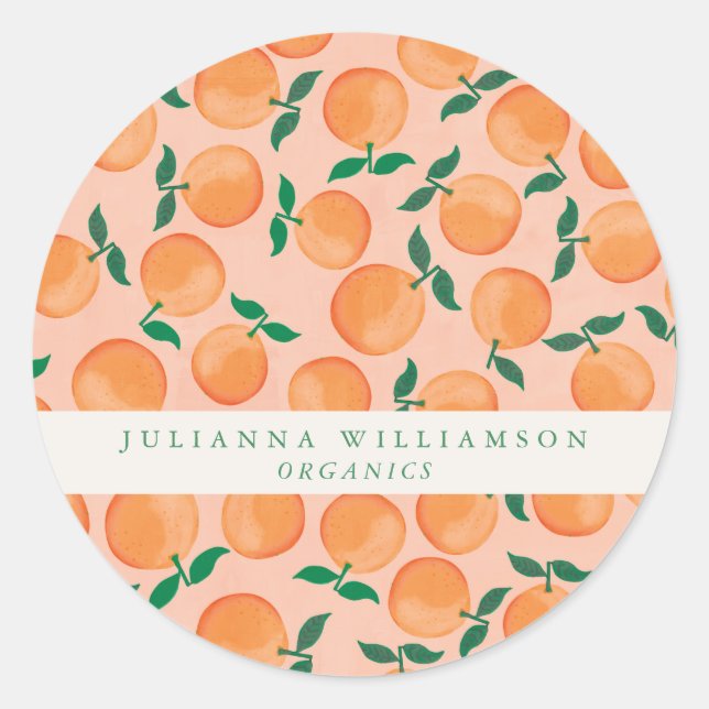 Sticker Rond Marque moderne Boho Oranges Agrumes Fruit Blush (Devant)