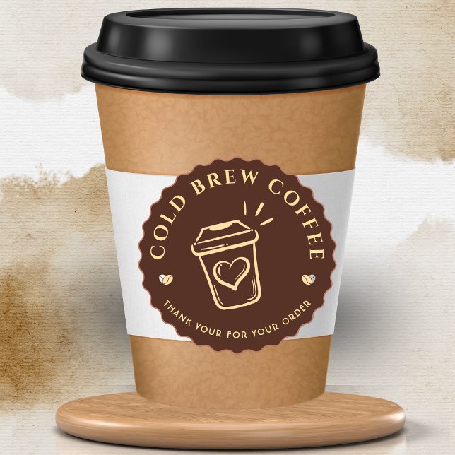 Sticker Rond Marque personnalisée Café Cold Brew Brun  (Créateur téléchargé)