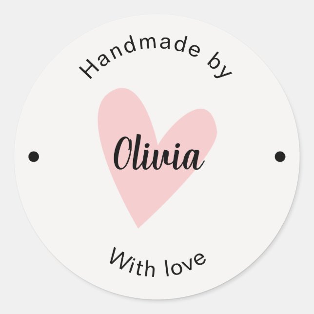 Sticker Rond Marque personnalisée simple beige mignon (Devant)
