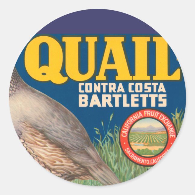 Sticker Rond Marque Quail Contra Costa Bartletts (Devant)