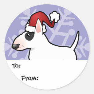 Sticker Rond Marques cadeaux Christmas Bull Terrier