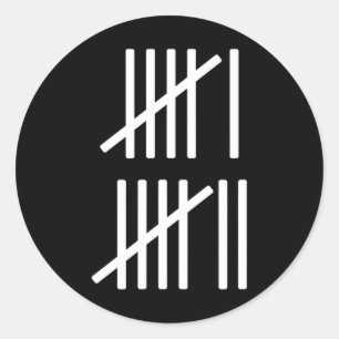 Sticker Rond Marques de pointage minimalistes Compter 67 Meme A