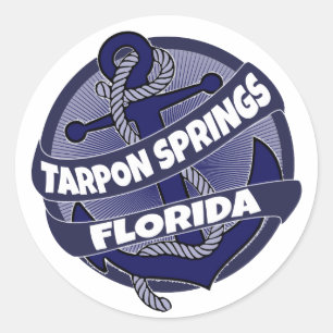 Sticker Rond Marqueurs d'ancre Tarpon Springs Floride