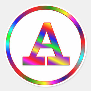 Sticker Rond Marquez avec des lettres un arc-en-ciel