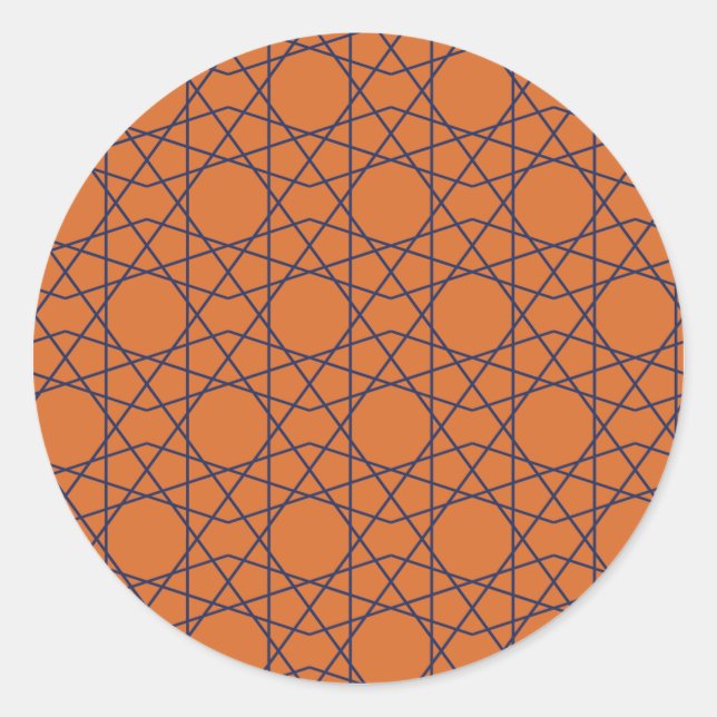Sticker Rond Marrakech Indigo Géométrie (Devant)