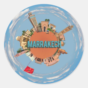 Sticker Rond marrakech ville petite planète maroc architecte