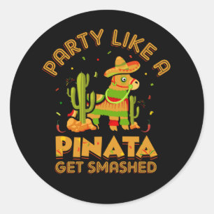 Sticker Rond marrant Pinata mot art Fiesta