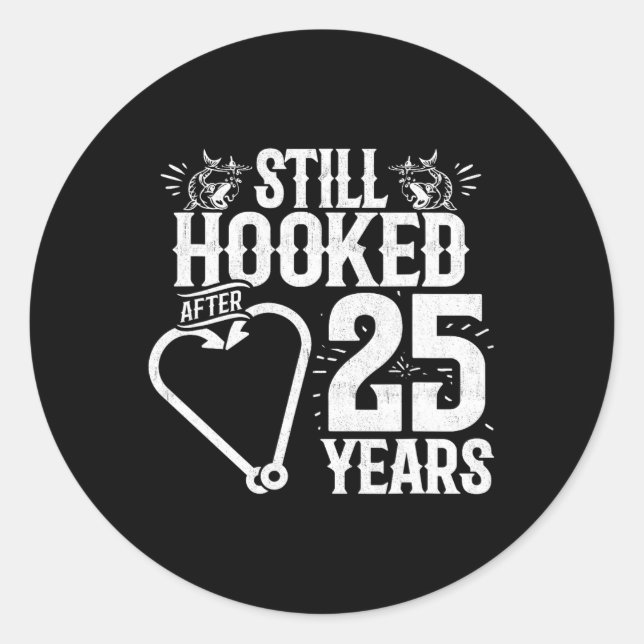 Sticker Rond Married 25 Years - Fishing Couple - 25th Wedding A (Devant)