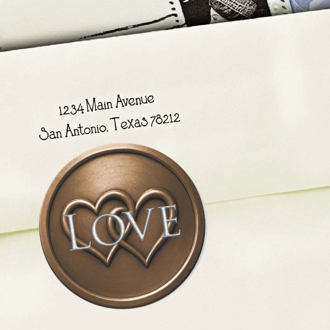 Sticker Rond Marron Chocolat Deux Cœurs Entrelacés Mariage (Créateur téléchargé)