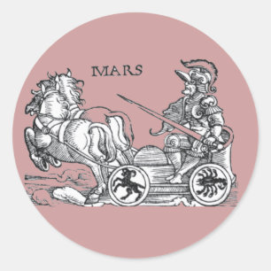 Sticker Rond Mars Ares Dieu de la guerre Caricature romaine gre
