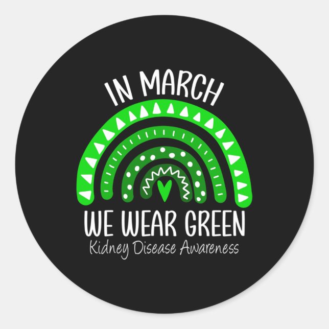Sticker Rond Mars Nous Portons Green Kidney Maladie Sensibilisa (Devant)