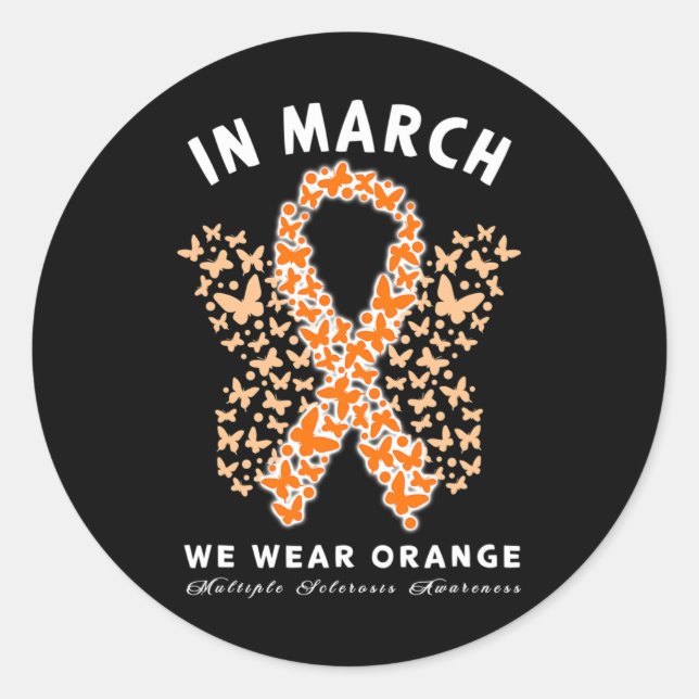 Sticker Rond Mars Nous Portons Orange Ms Multiple Sclerosis (Devant)