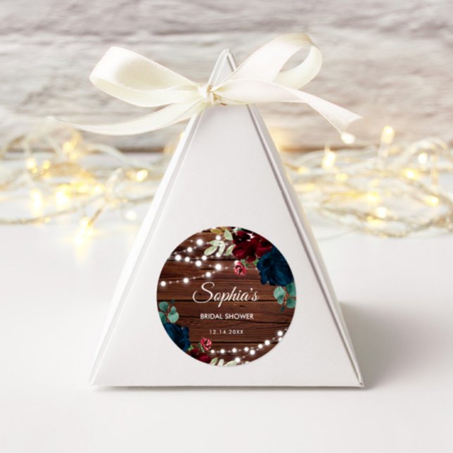 Sticker Rond Marsala & Fleurs de marine Fête des mariées rustiq (Créateur téléchargé)