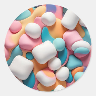 Sticker Rond Marshmallows Abstraits colorés