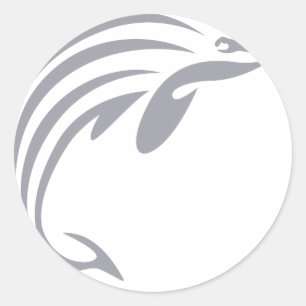 Sticker Rond Marsouin de port en style dessin de souhaits