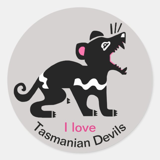 Sticker Rond Marsupial - J'aime les diables de Tasmanie - Faune (Devant)