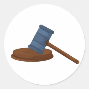 Sticker Rond Marteau de juge en bois Cour