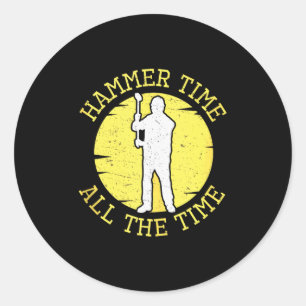Sticker Rond Marteau Temps Tout Le Temps Drôle Construction Gér