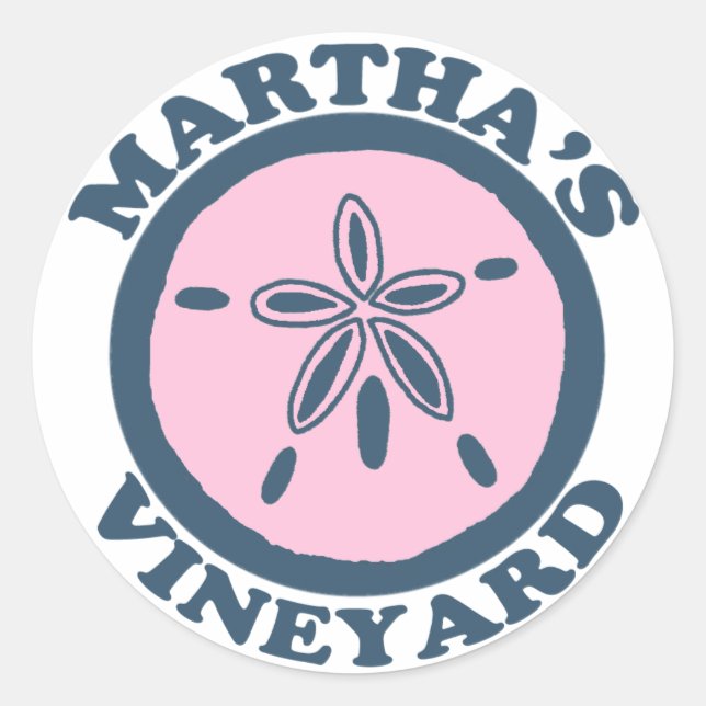 Sticker Rond Martha's Vineyard "Sand Dollar" Design. (Devant)