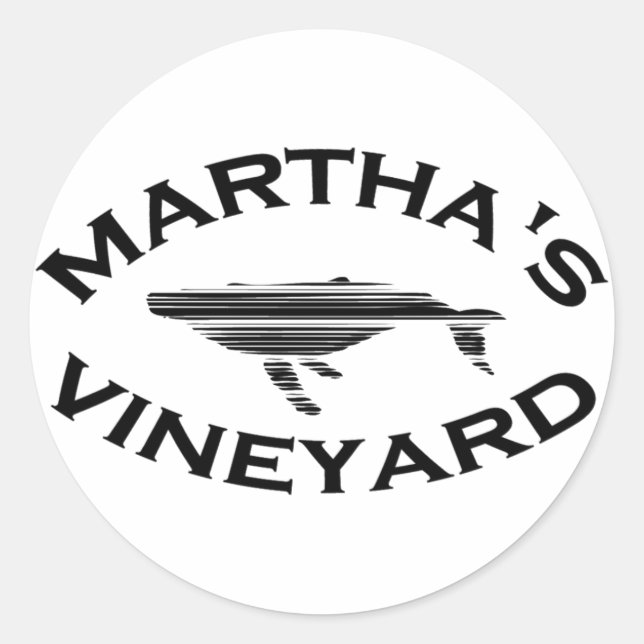 Sticker Rond Martha's Vineyard "Whale" Design. (Devant)