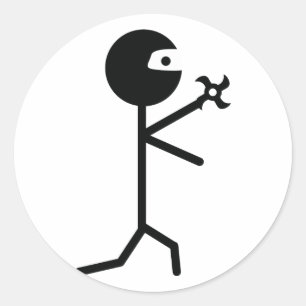 Sticker Rond martial art noir ninja star shiruken